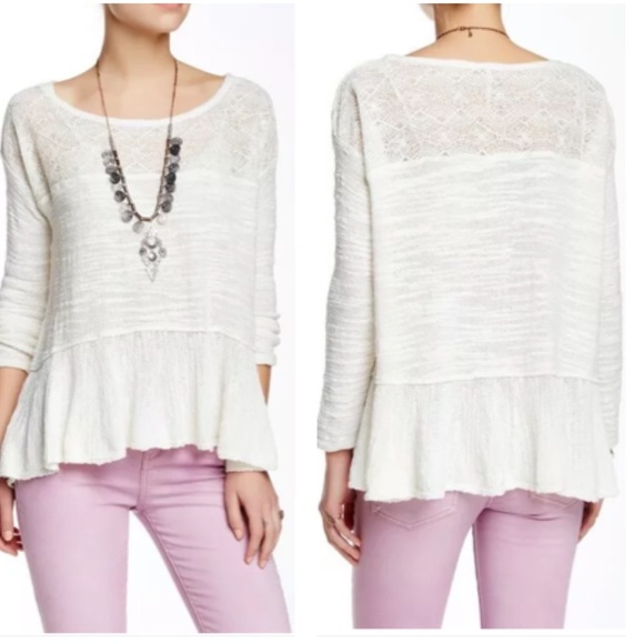 FREE PEOPLE Kristobel Ivory Ruffled Peplum Top - Picture 1 of 10
